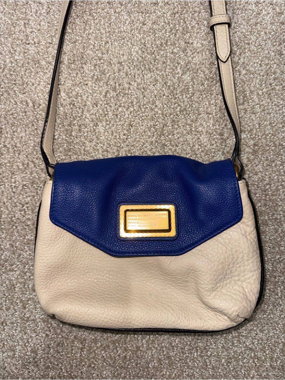 Marc By Marc Jacobs Blue and Cream Leather Crossbody